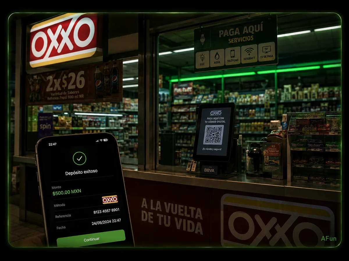 Métodos de pago AFun México OXXO SPEI Visa Mastercard sin comisión