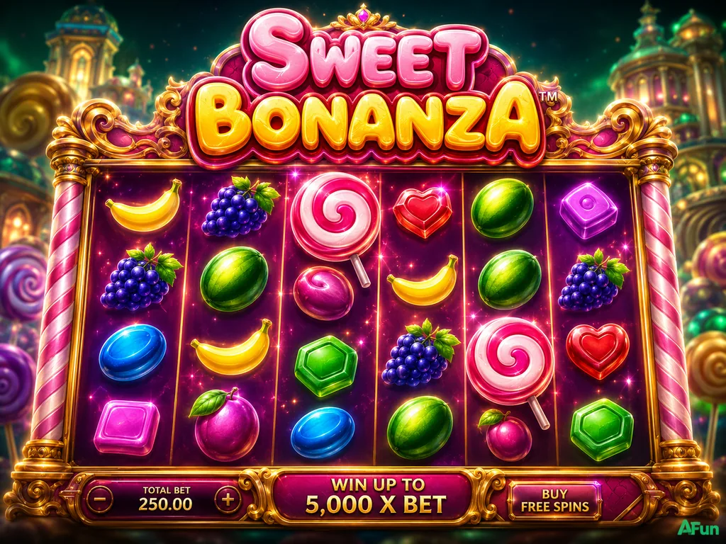 Sweet Bonanza slot tumbling reels Pragmatic Play AFun